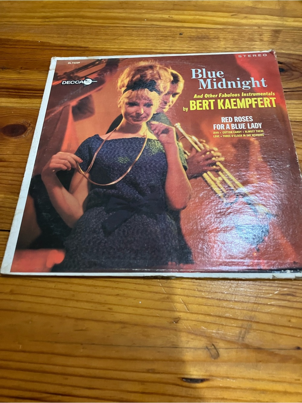 Blue Midnight by Bert Kaempfert Vintage LP Cover - Red & Navy